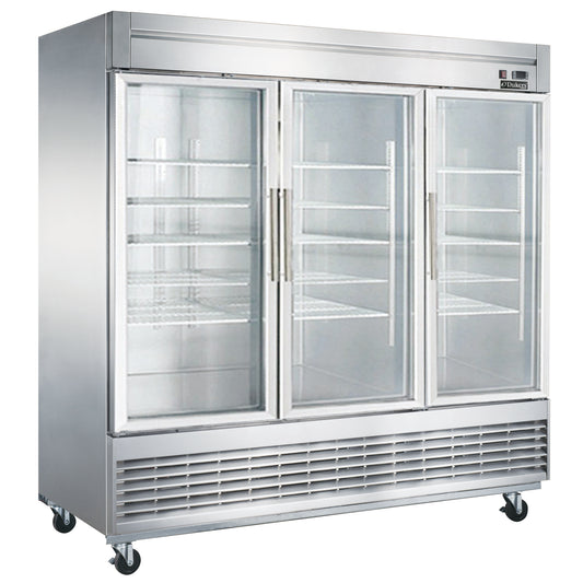 Dukers D83R-GS3 3-Door Commercial Refrigerator Glass Door